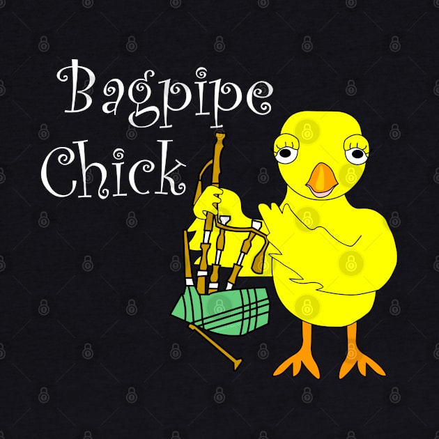 Bagpipe Chick White Text by Barthol Graphics